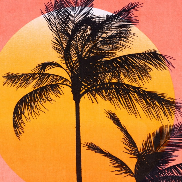 Cotton Blend Palm Print Beach Towel -34 Cotton Blend Palm Print Beach Towel -34